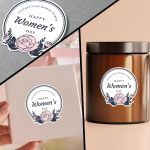 Elegant Women's Day Sticker with Rose 4 x 4 cm (Round) View 1