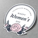 Elegant Women's Day Sticker with Rose 4 x 4 cm (Round) View 3