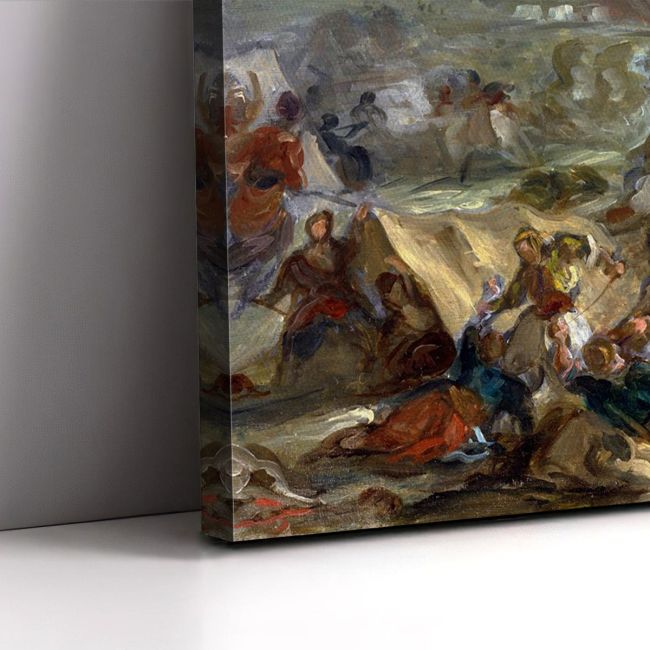 Η ξαφνική επίθεση του Μπότσαρη Delacroix Eugene Πίνακας ζωγραφικής Καμβάς τελαρωμένος Όψη 5