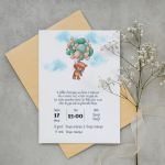 Προσκλητήριο βάπτισης, Αρκουδάκι με μπλε μπαλόνια