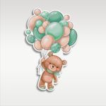 Wooden printed figure bear with green balloons Printed wood (mdf) View 4