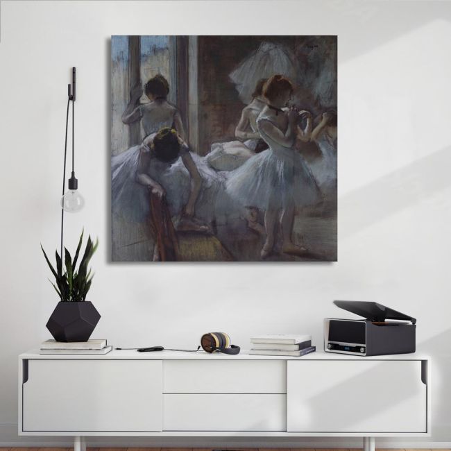 Πίνακας ζωγραφικής Dansers preparing Degas E. Καμβάς τελαρωμένος, minimal στυλ