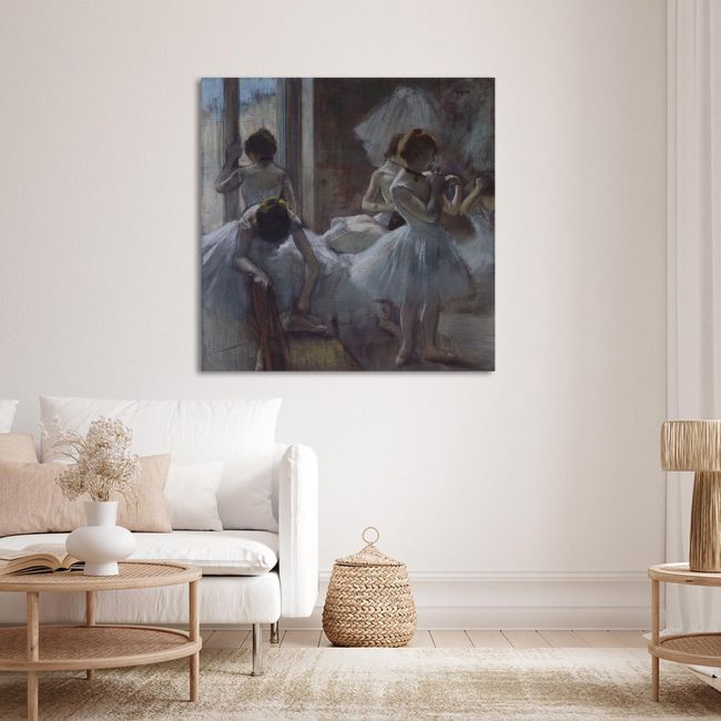 Canvas print Dansers preparing Degas E. Framed canvas, close-up detail