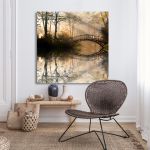 Canvas print square Lake bridge