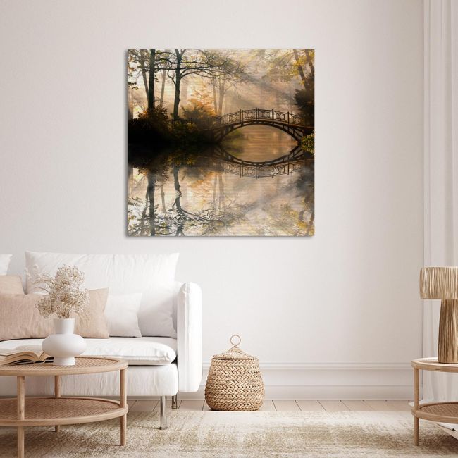 Canvas print square Lake bridge