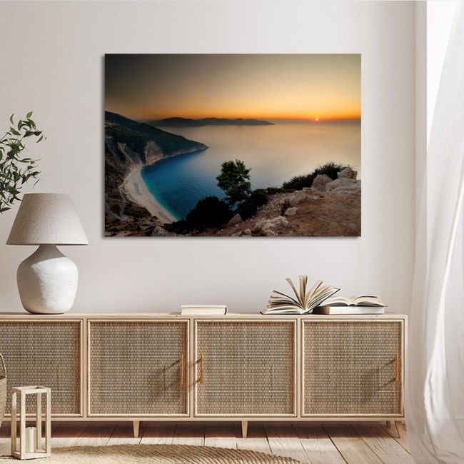 Canvas print Myrtos, Kefalonia sunset