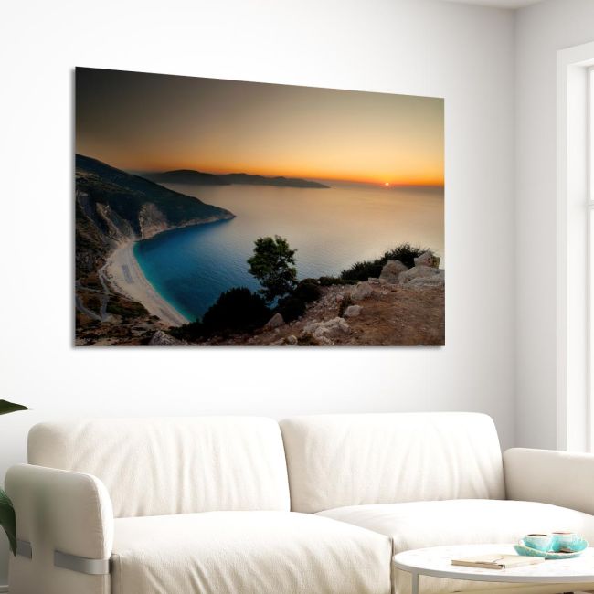 Canvas print Myrtos, Kefalonia sunset