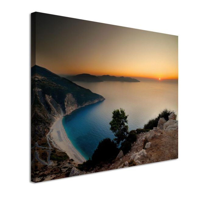 Canvas print Myrtos, Kefalonia sunset