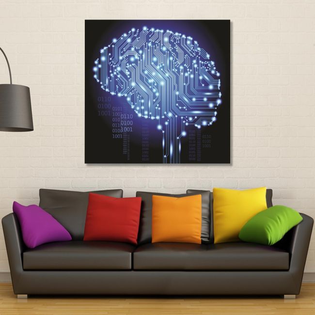Canvas print square Digital brain
