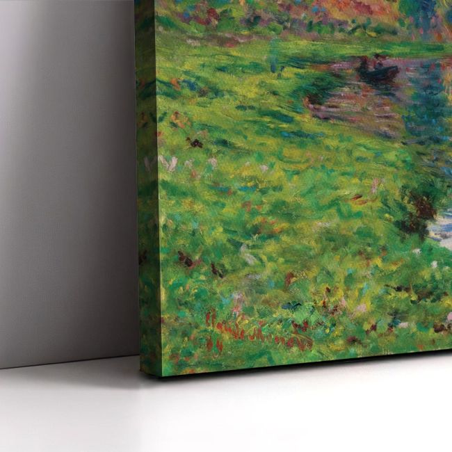 Πίνακας ζωγραφικής The arm of Jeufosse, autumn, Monet C., Διάσημοι ζωγράφοι, κοντινή λεπτομέρεια σε καμβά, ιμπρεσιονιστικό τοπίο, πράσινο, ποτάμι.