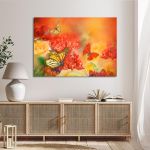 Canvas print Butterflies and roses