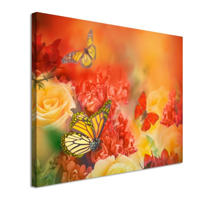 Πίνακας σε καμβά Butterflies and roses