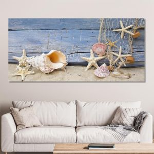Canvas print Nautilus and starfish, panoramic 2