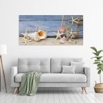 Canvas print Nautilus and starfish, panoramic