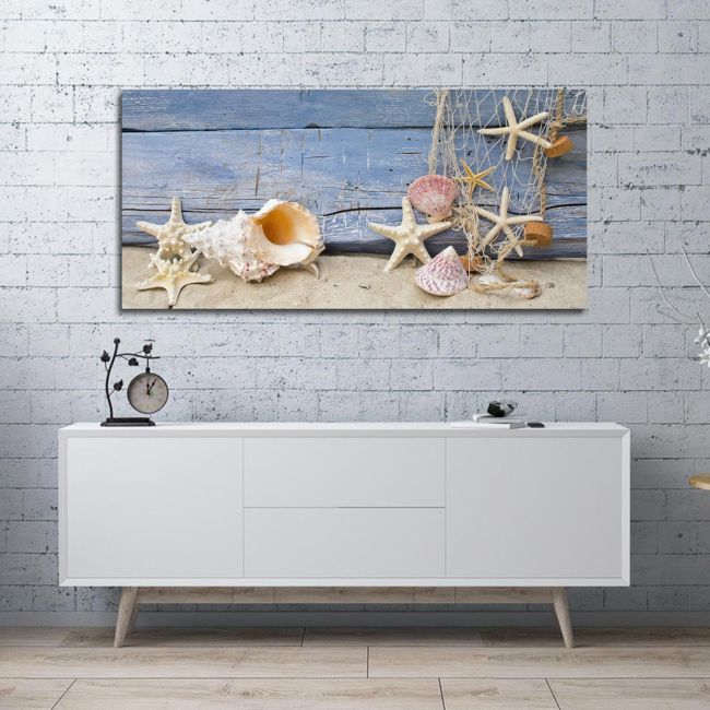Πίνακας σε καμβά Nautilus and starfish, πανοραμικός