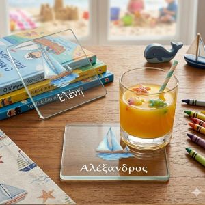 Personalized Coaster with Name - Sailing | Clear Plexiglass 2