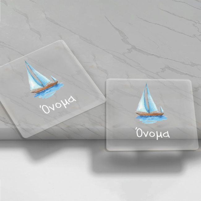 Προσωποποιημένο Σουβέρ Plexiglass με Όνομα - Ιστιοπλοϊκό | Διάφανο