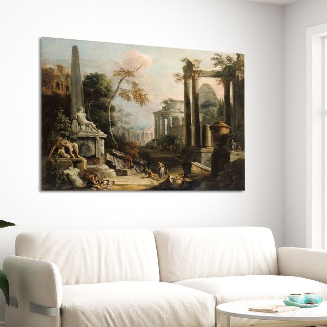 Canvas print Classical ruins and figures, Ricci