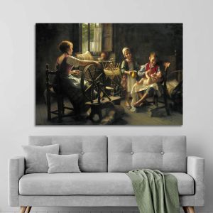 Canvas print At the spinning wheel, Battista Torriglia G. B.