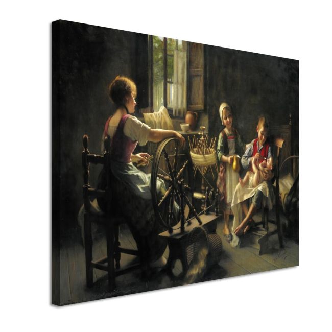 Πίνακας ζωγραφικής At the spinning wheel, Battista Torriglia G. B.