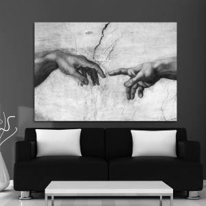 Canvas print The creation of Adam grayscale