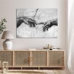 Canvas print The creation of Adam grayscale