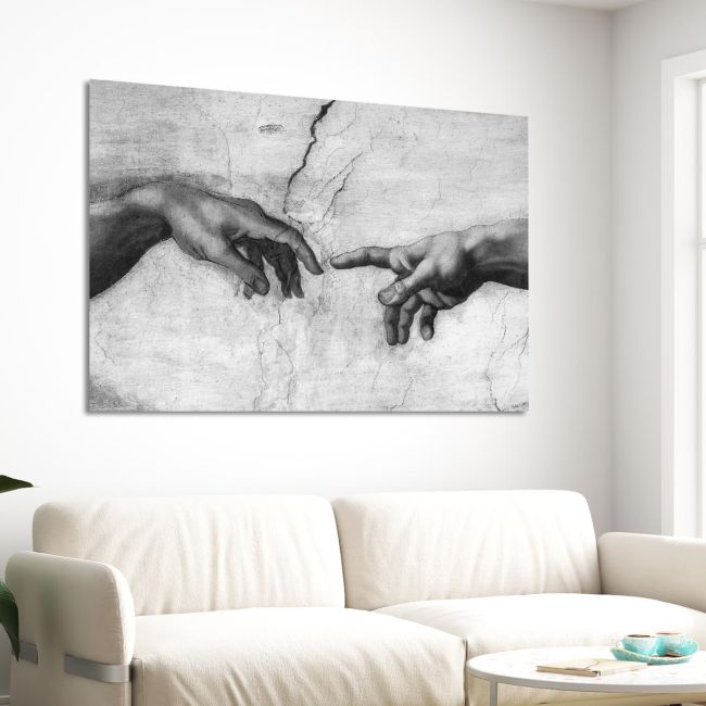 Πίνακας ζωγραφικής The creation of Adam grayscale