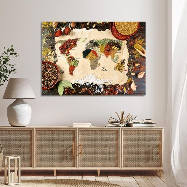 Canvas print Spiced world map
