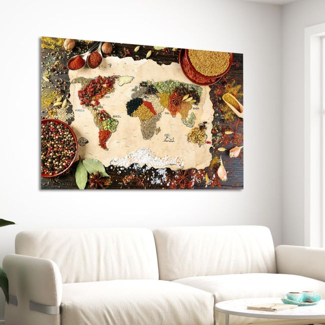 Canvas print Spiced world map
