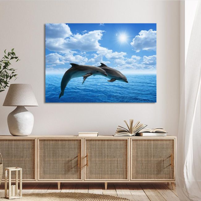 Canvas print Dophins under the sun