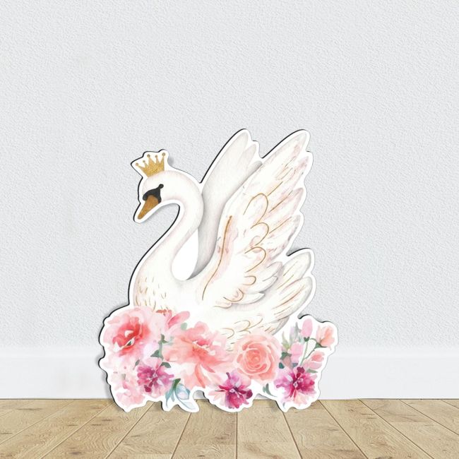 Cute Swan flower, wooden figure printed