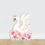 Cute Swan flower, wooden figure printed