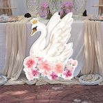 Cute Swan flower, wooden figure printed