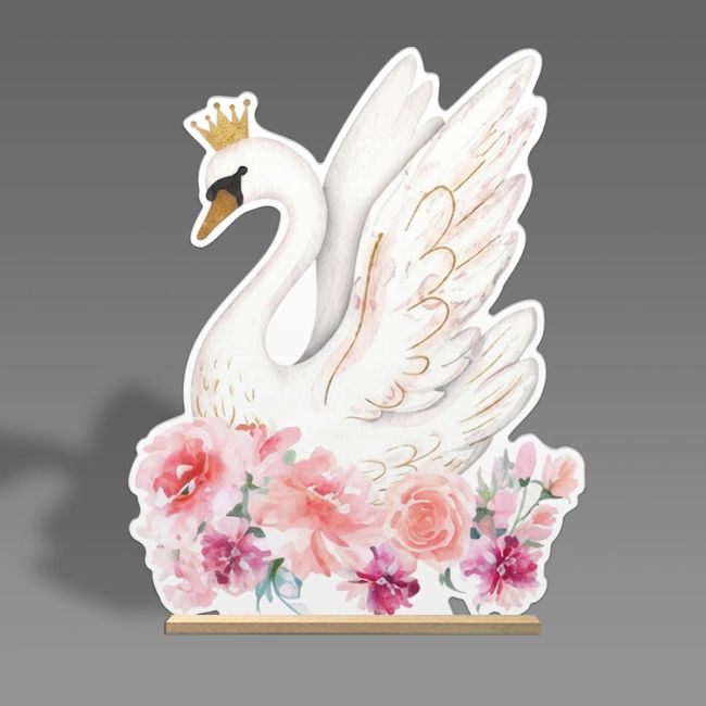 Cute Swan flower, wooden figure printed