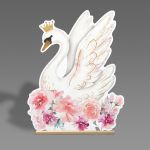 Cute Swan flower, wooden figure printed