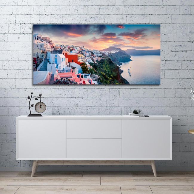 Canvas print Santorini panoramic view