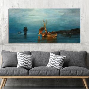 Canvas print Night fishing, Volanakis panoramic