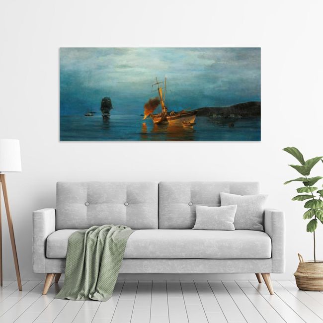 Πίνακας σε καμβά Το ψάρεμα, Βολανάκης πανοραμικός