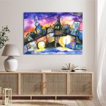 Canvas print Small town at night