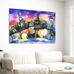 Canvas print Small town at night