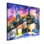 Canvas print Small town at night