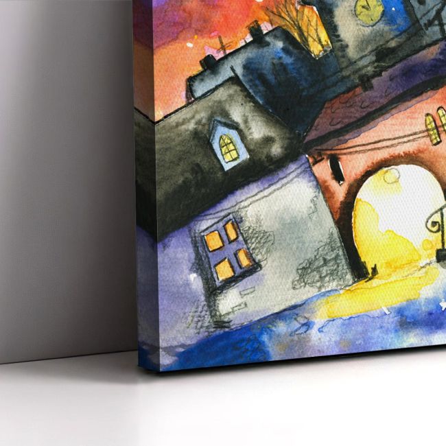 Canvas print Small town at night