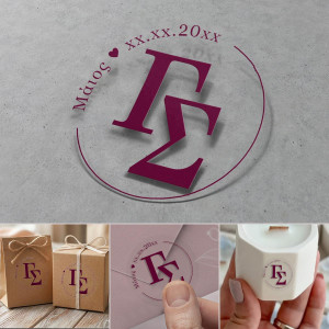 Personalized clear stickers with initials & date, color choice
