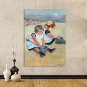 Canvas print Children playing on the beach, Cassatt M.
