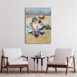 Canvas print Children playing on the beach, Cassatt M. 2