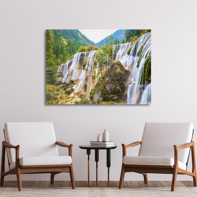 Πίνακας σε καμβά Καταρράκτης, Waterfall in autumn