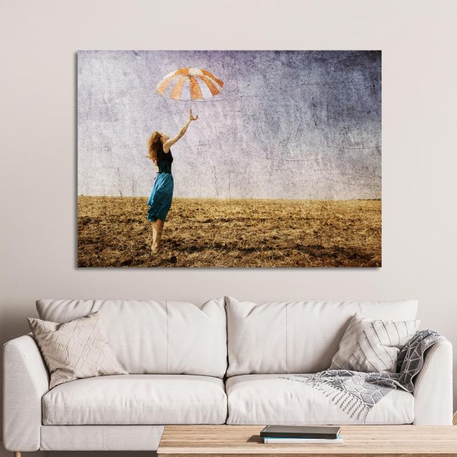Πίνακας σε καμβά Umbrella at field