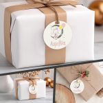 Dreaming bunny girl christening thank you tags, personalized paper favor tags for baby girl baptism gifts.