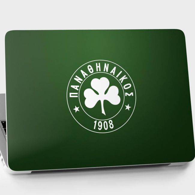 Αυτοκόλλητο laptop Παναθηναϊκός, laptop skin πράσινο βινύλιο με το τριφύλλι για κάλυμμα υπολογιστή.