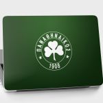 Αυτοκόλλητο laptop Παναθηναϊκός, laptop skin πράσινο βινύλιο με το τριφύλλι για κάλυμμα υπολογιστή.